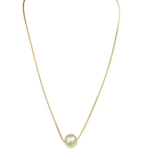 Faux Pearl Pendant Gold Tone Chain Necklace 17"+2" NWOT - Picture 1 of 5